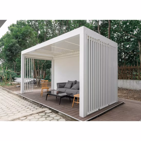 Elegante gazebo de jardim ajustável à prova d'água com telhado pergolado